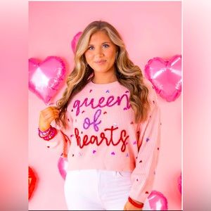 Queen of Sparkles 🩷 Queen of Hearts Sweater 🩷 Size Large